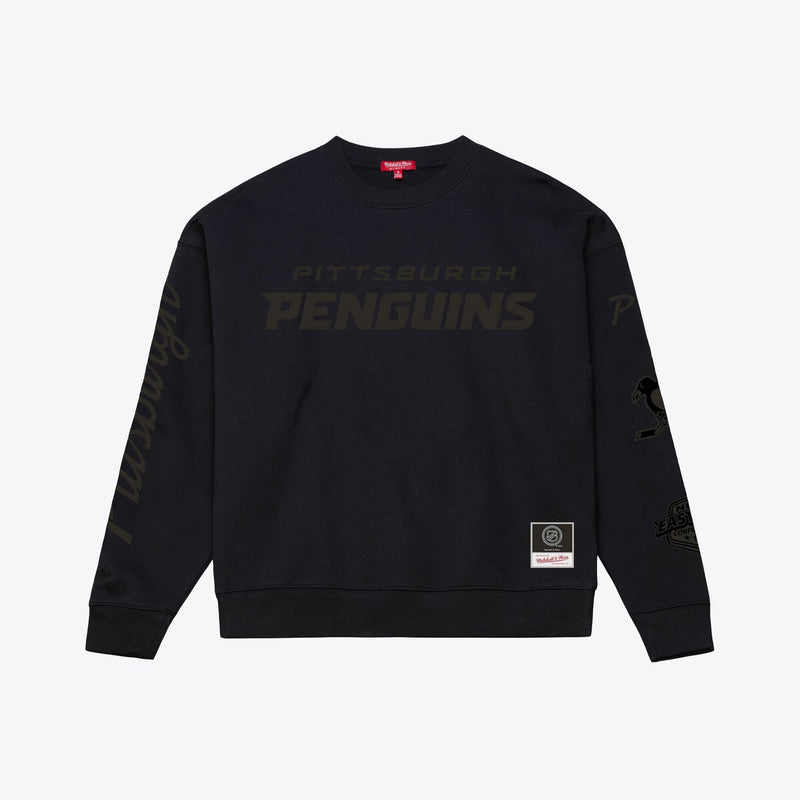 Pittsburgh Penguins Mitchell & Ness Unisex Phantom Fleece Crew Neck Sweatshirt - Black