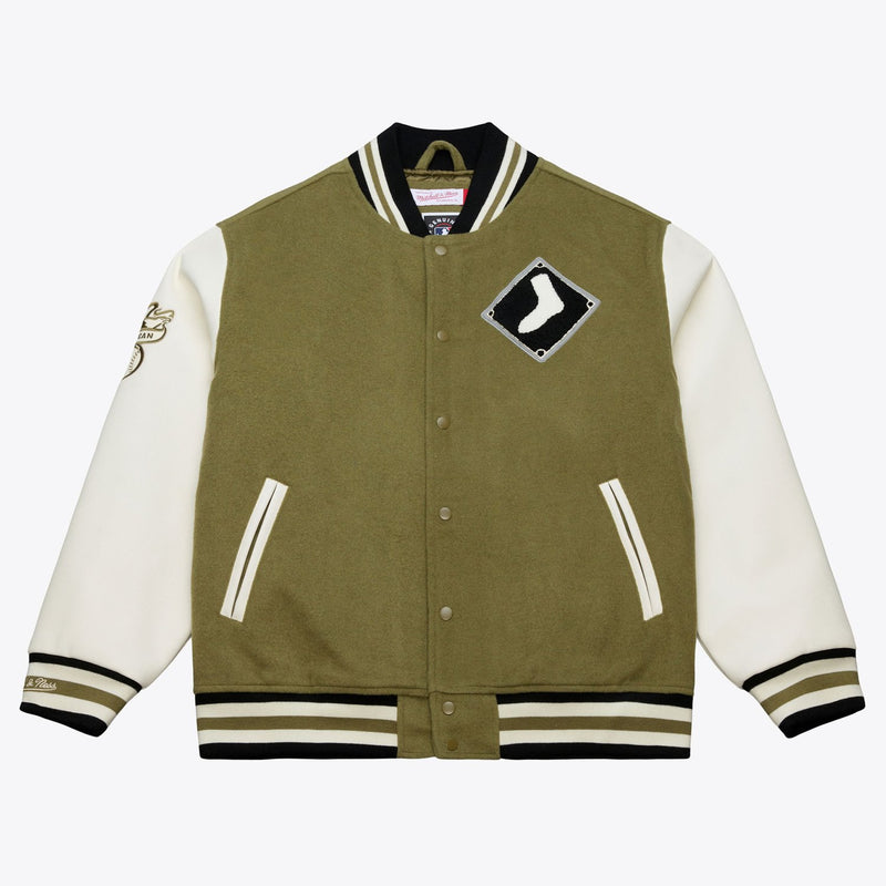 Mitchell & Ness Chicago White Sox Olive/White Off Day Varsity Full-Snap Jacket