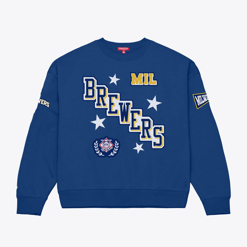 Mitchell & Ness Women's Milwaukee Brewers Royal Pep Rally Lightweight Sweatshirt