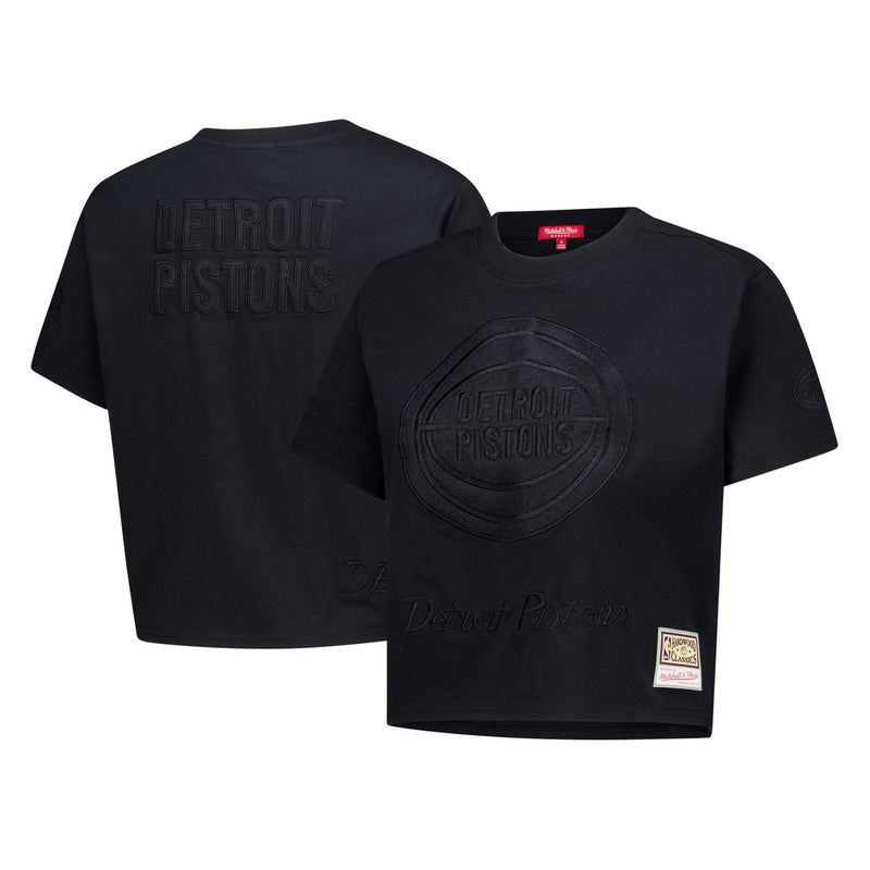 Detroit Pistons Mitchell & Ness Women's Phantom Cropped T-Shirt - Black