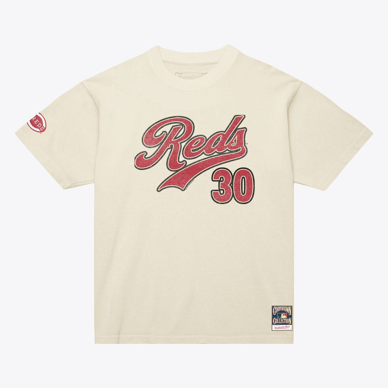 Ken Griffey Jr. Cincinnati Reds Mitchell & Ness Women's Cooperstown Name & Number Throwback T-Shirt - Cream