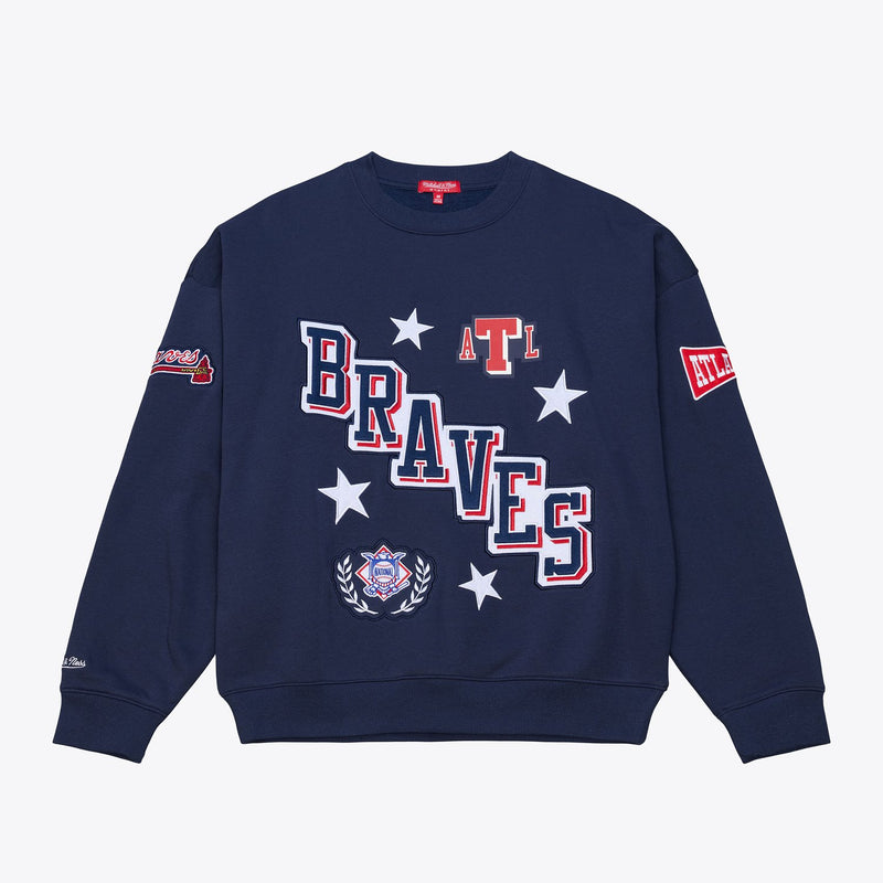 Atlanta Braves Mitchell & Ness Women's Pep Rally Sweatshirt - Navy