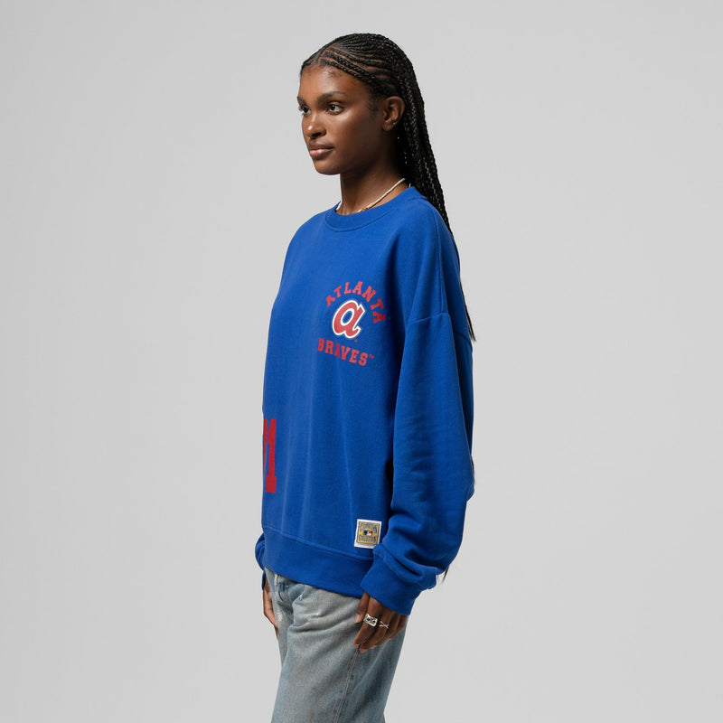 Atlanta Braves Mitchell & Ness Women's Cooperstown Collection Crewneck Sweatshirt - Royal