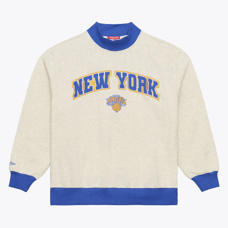 Mitchell & Ness Women's New York Knicks Oatmeal Mock Neck Sweatshirt
