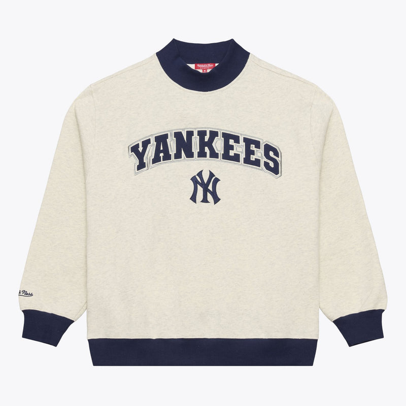 Mitchell & Ness Women's New York Yankees Oatmeal Mock Neck Sweatshirt