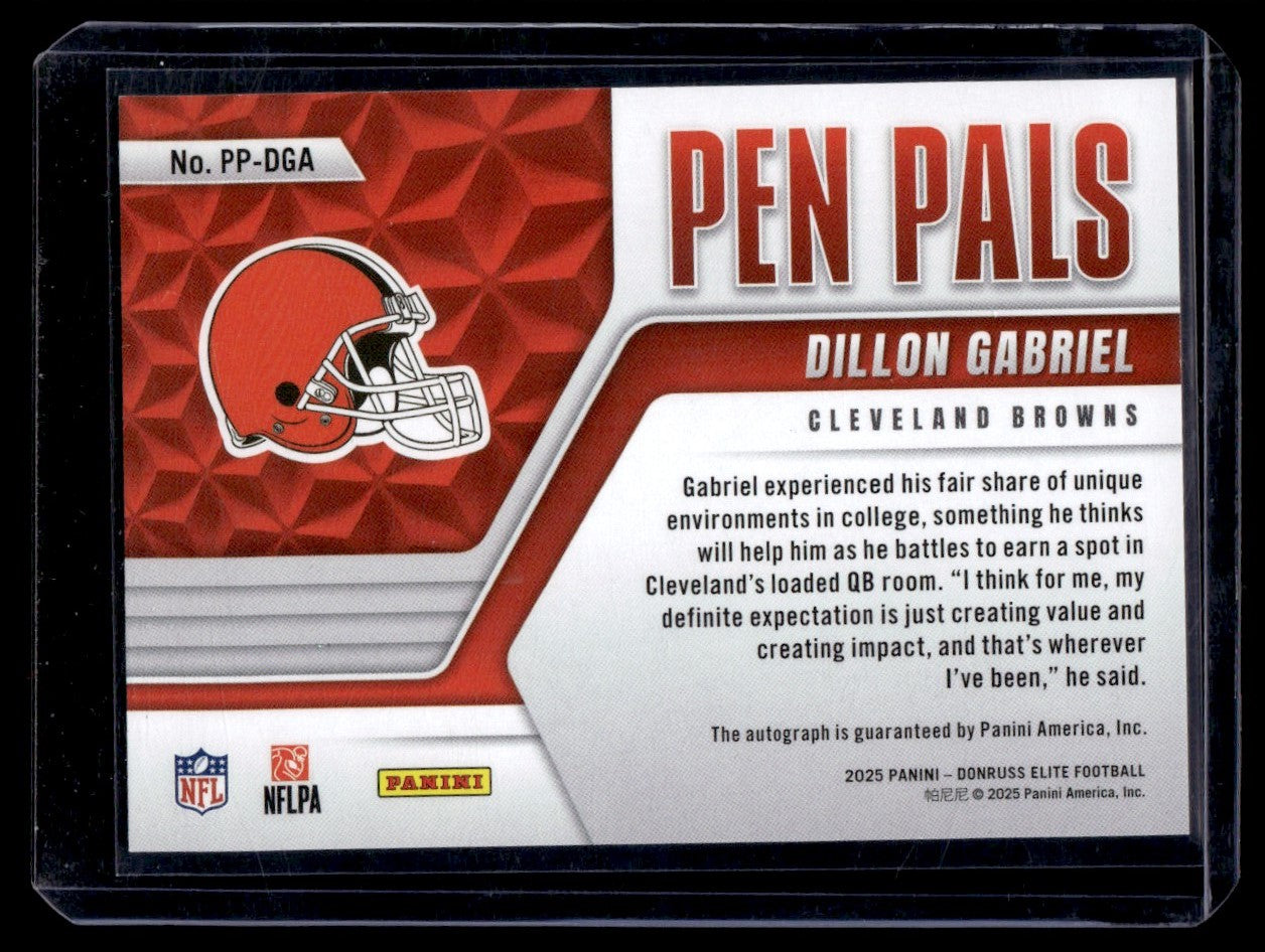 2025 Donruss Elite Dillon Gabriel Pen Pals Purple Ink