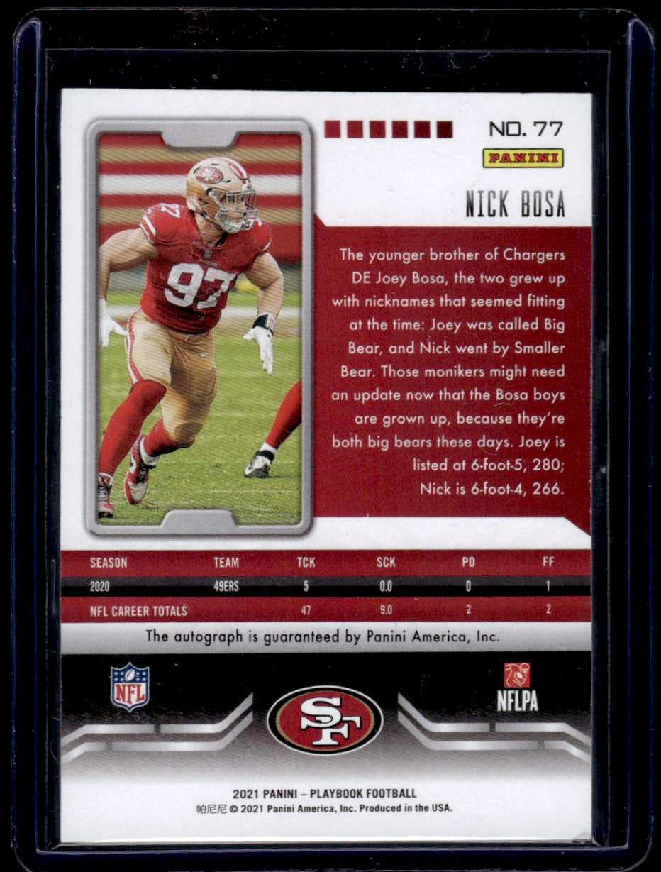 2021 Panini Playbook Nick Bosa #77 Auto /25