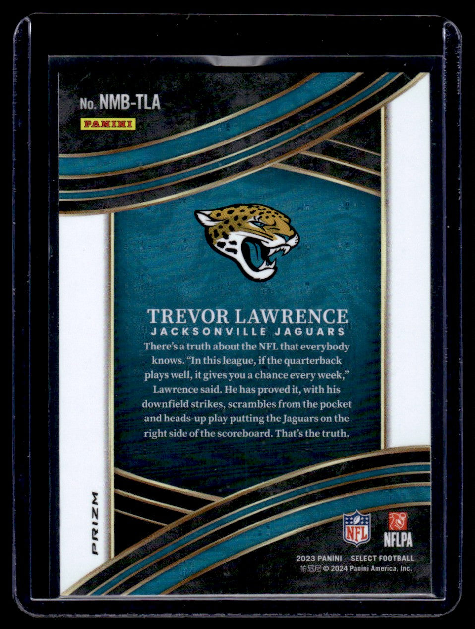2023 Panini Select Numbers Zebra Trevor Lawrence #NMB-TLA Prizm