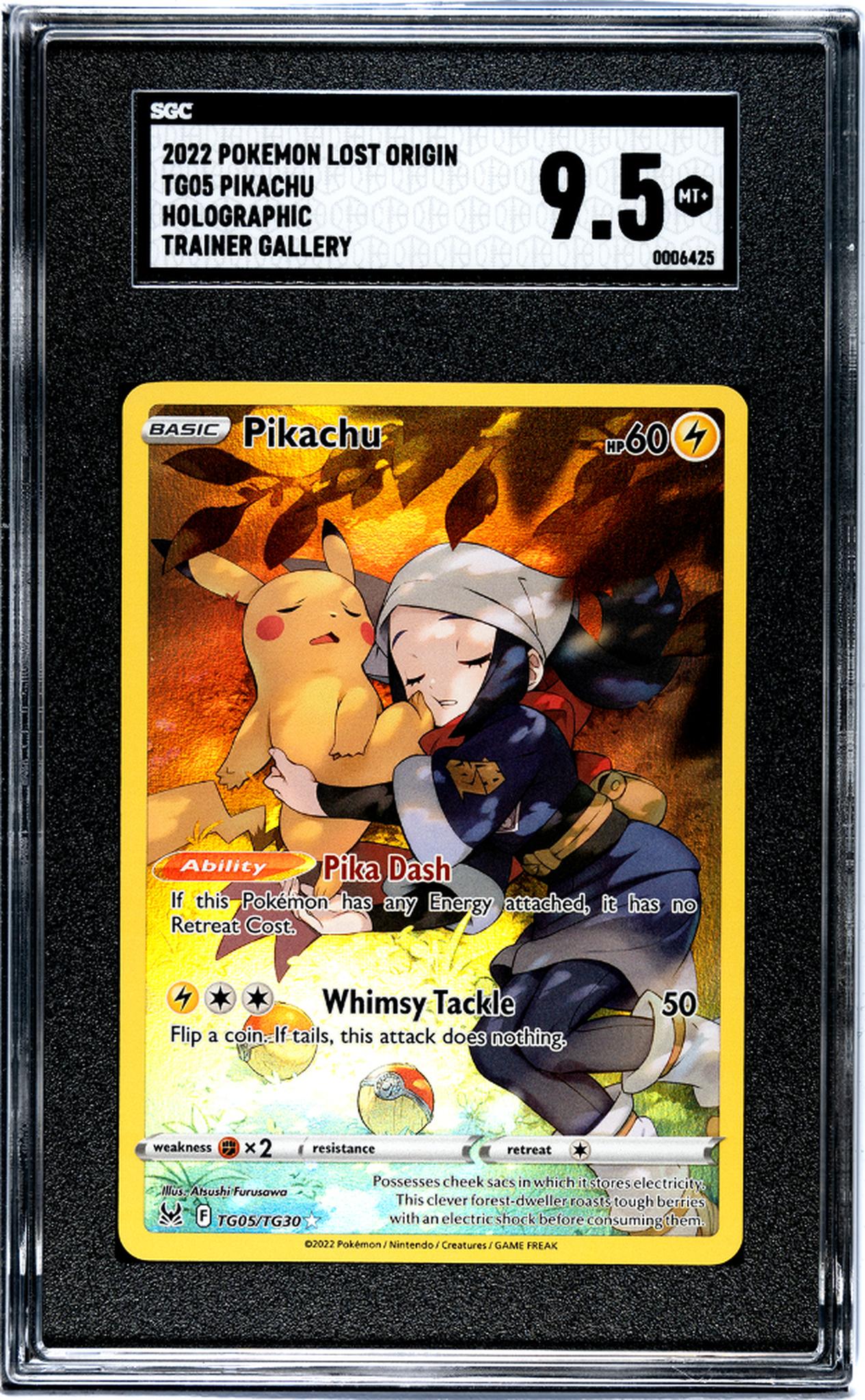 2022 Pokemon Lost Origin #TG05 Pikachu Holographic Trainer Gallery SGC 9.5