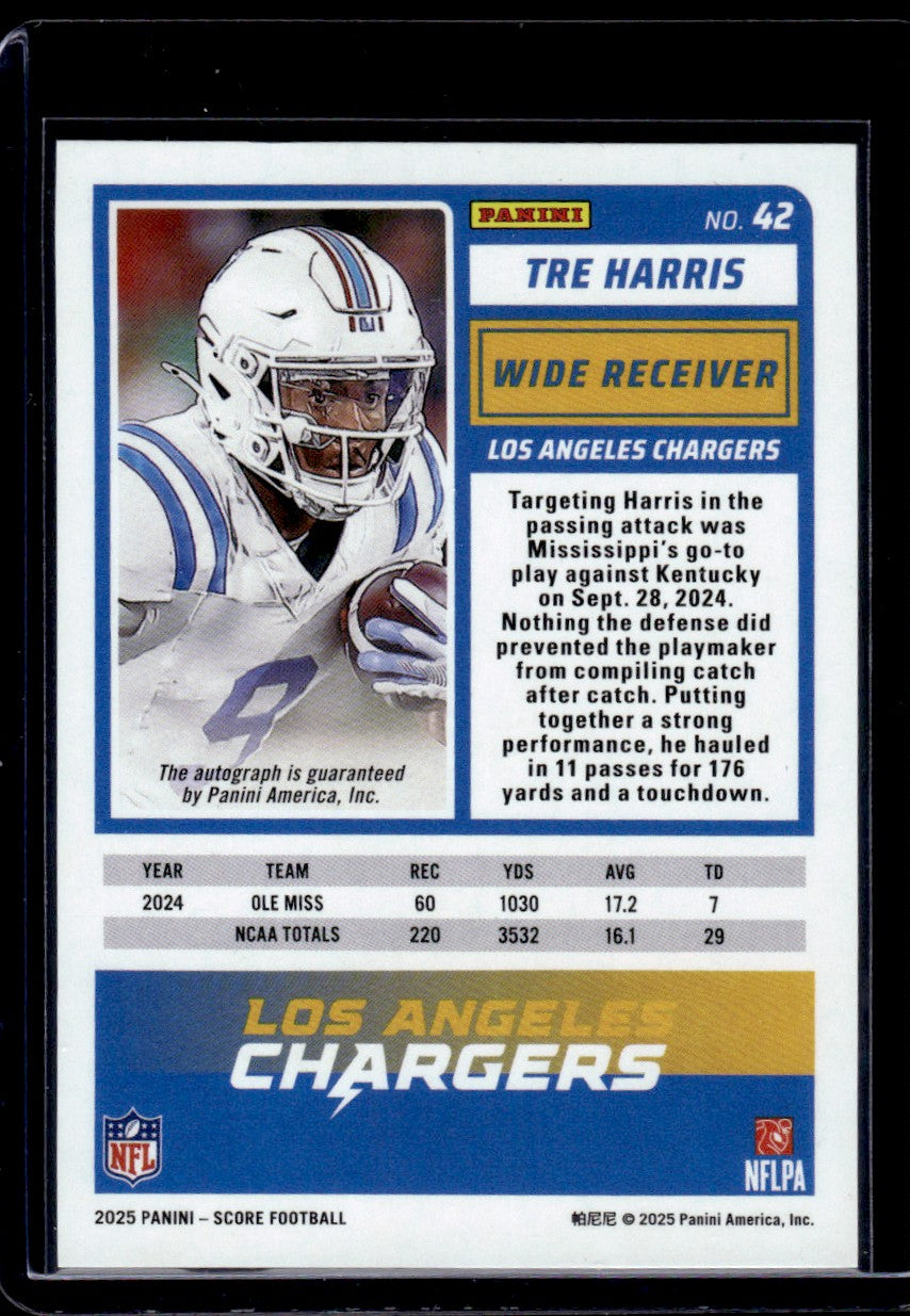 2025 Panini Score Gold Zone Tre Harris #42 RC Auto /50