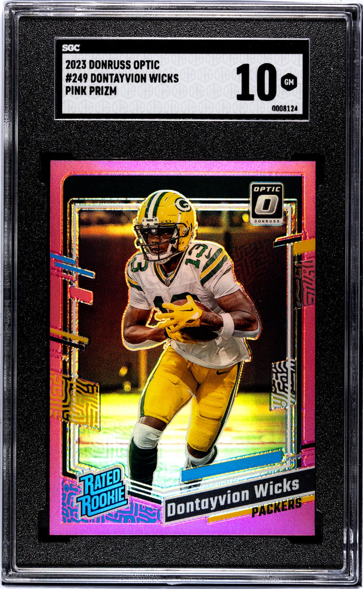 2023 Donruss Optic Pink Prizm Dontayvion Wicks #249 RC SGC 10