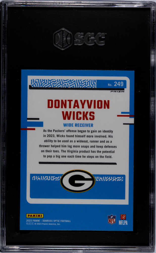 2023 Donruss Optic Pink Prizm Dontayvion Wicks #249 RC SGC 10