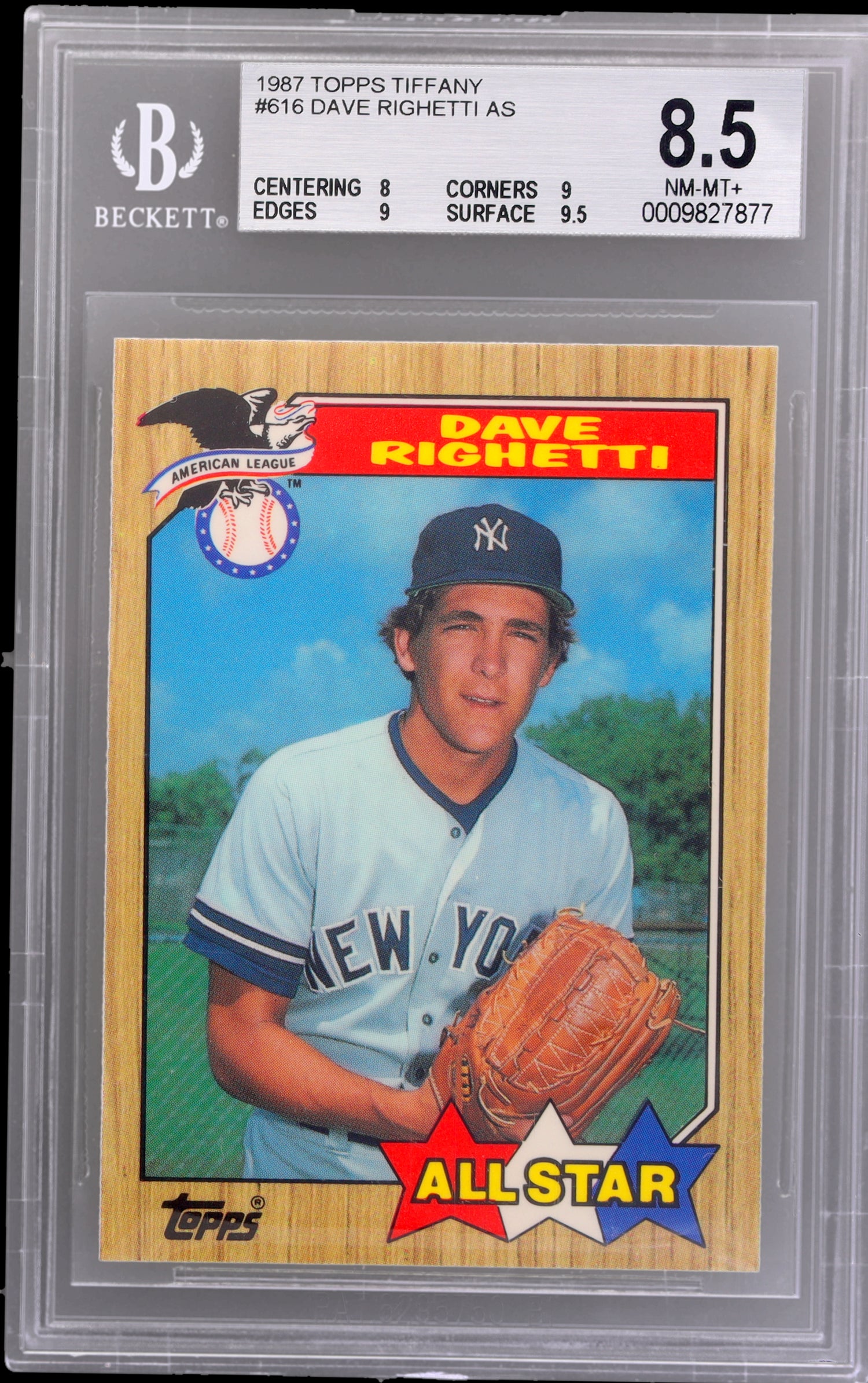 1987 Topps Tiffany All Star Dave Righetti #616 BGS 8.5