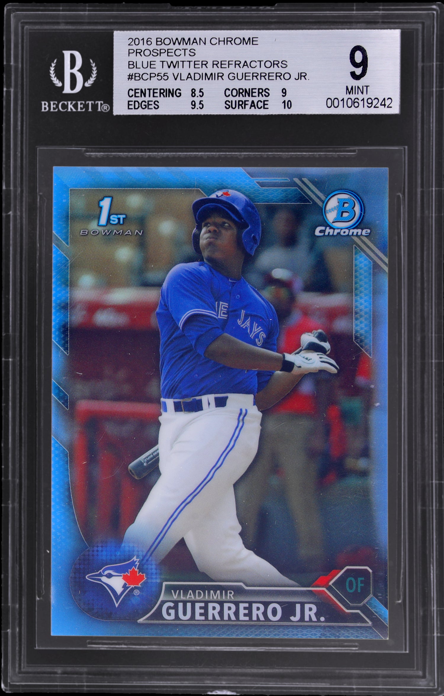 2016 Bowman Chrome Blue Vladimir Guerrero Jr. #BCP55 /15 BGS 9