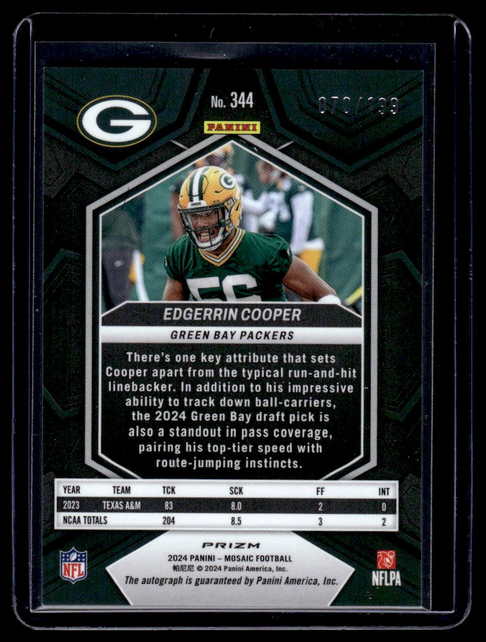 2024 Panini Mosaic Red Edgerrin Cooper #344 RC Auto /199