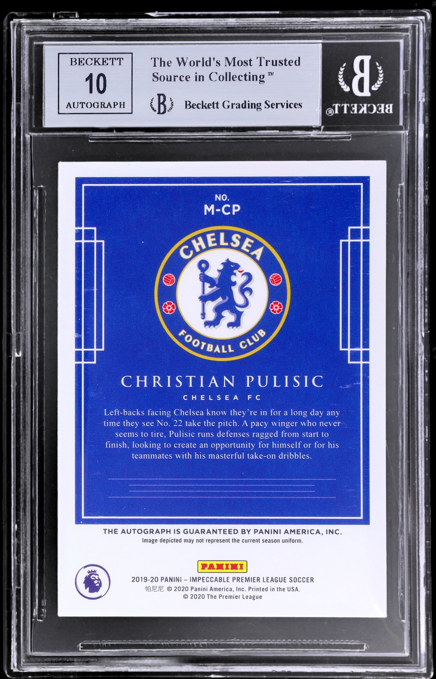 2019-20 Panini Impeccable Masterstrokes Christian Pulisic #1 /19 BGS 9 Auto