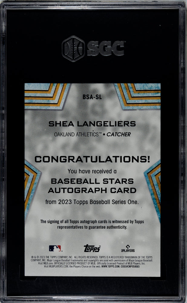 2023 Topps Shea Langeliers #BSA-SL Auto SGC 10