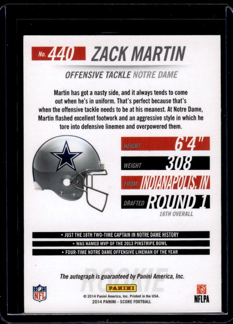 2014 Panini Score Zack Martin #440 RC Auto