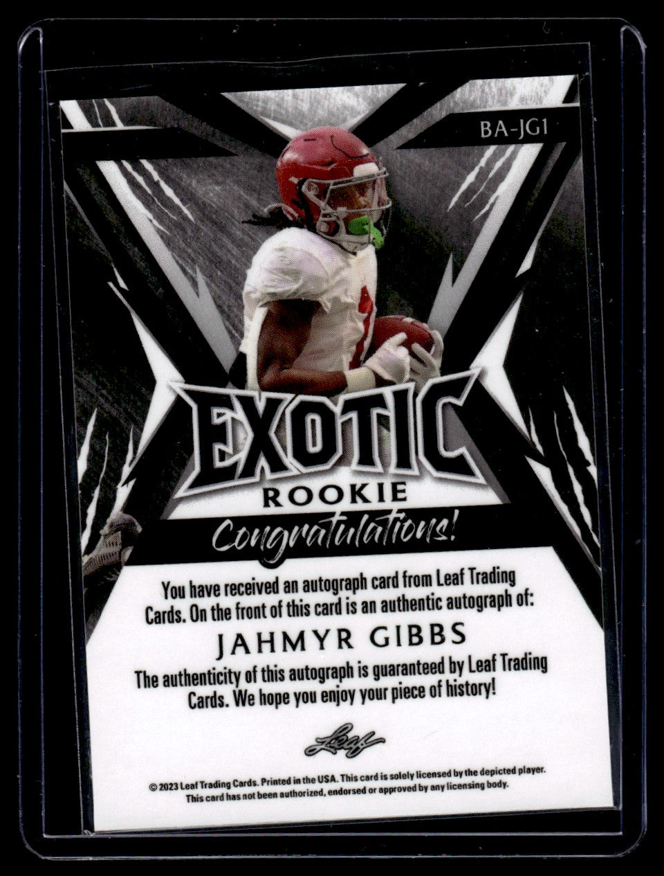 2023 Leaf Exotic Jahmyr Gibbs #BA-JG1 RC Auto