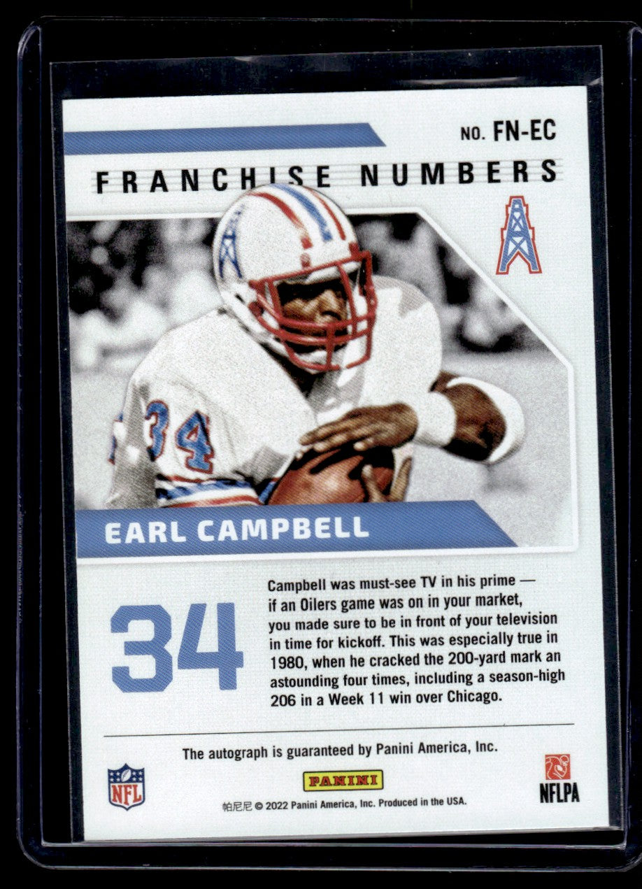 2022 Panini Illusions Earl Campbell Franchise Numbers Auto