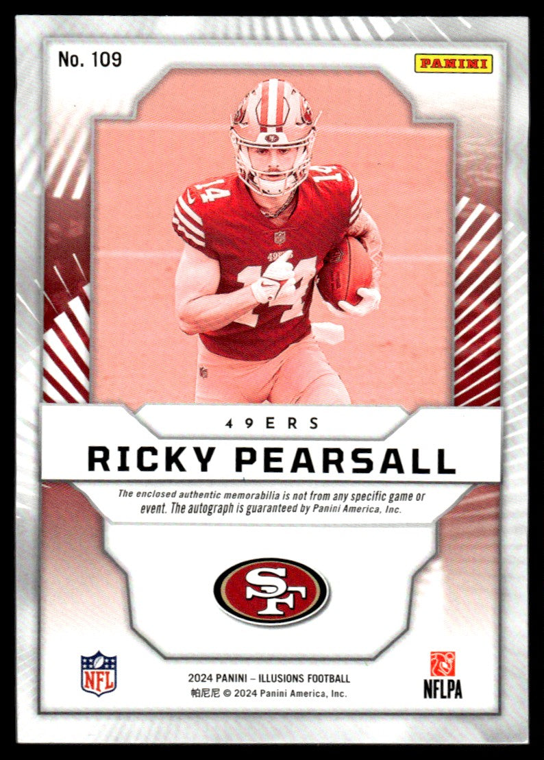 2024 Panini Illusions First Impressions Ricky Pearsall #109 RC RPA /99
