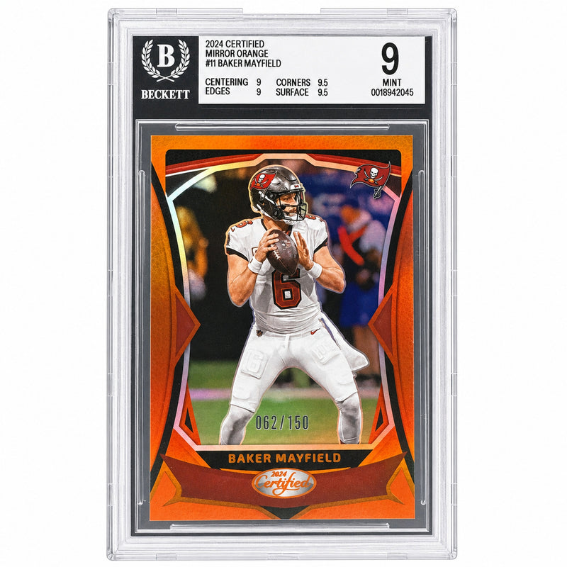 2024 Panini Certified Baker Mayfield #11 Orange Mirror /150 Buccaneers BGS 9