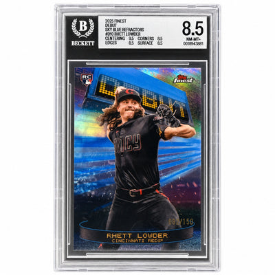 2025 Topps Finest Debut Rhett Lowder #D-10 Sky Blue Refractor /150 BGS 8.5