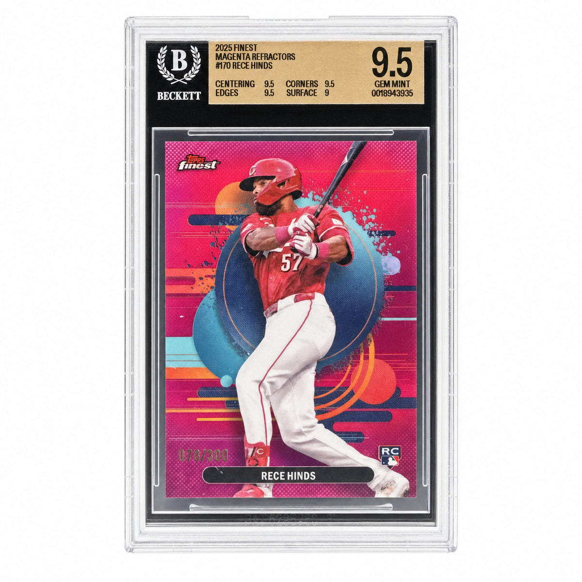 2025 Topps Finest Magenta Refractors #170 Rece Hinds /300 BGS 9.5