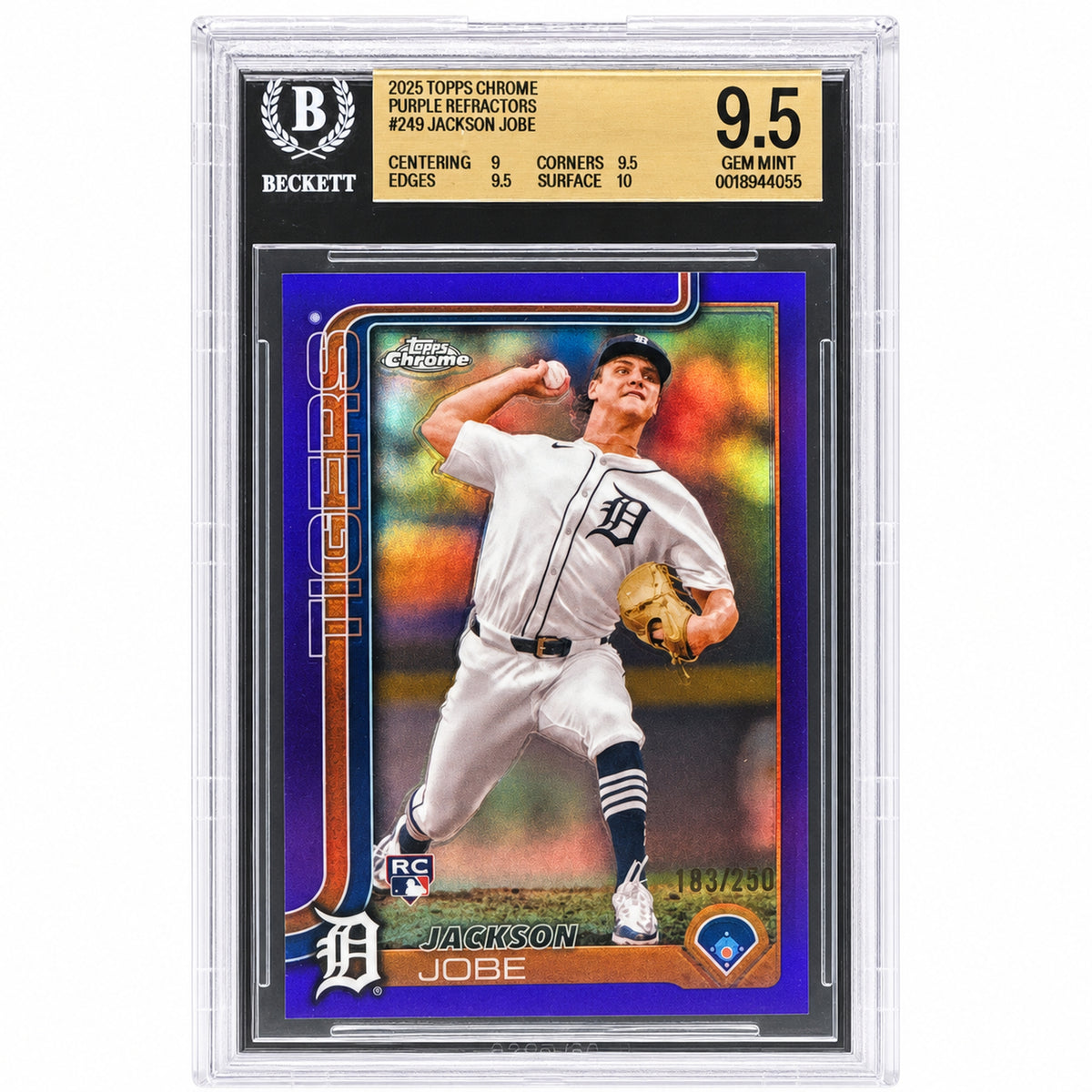 2025 Topps Chrome Jackson Jobe #249 Purple Refractor 183/250 BGS 9.5