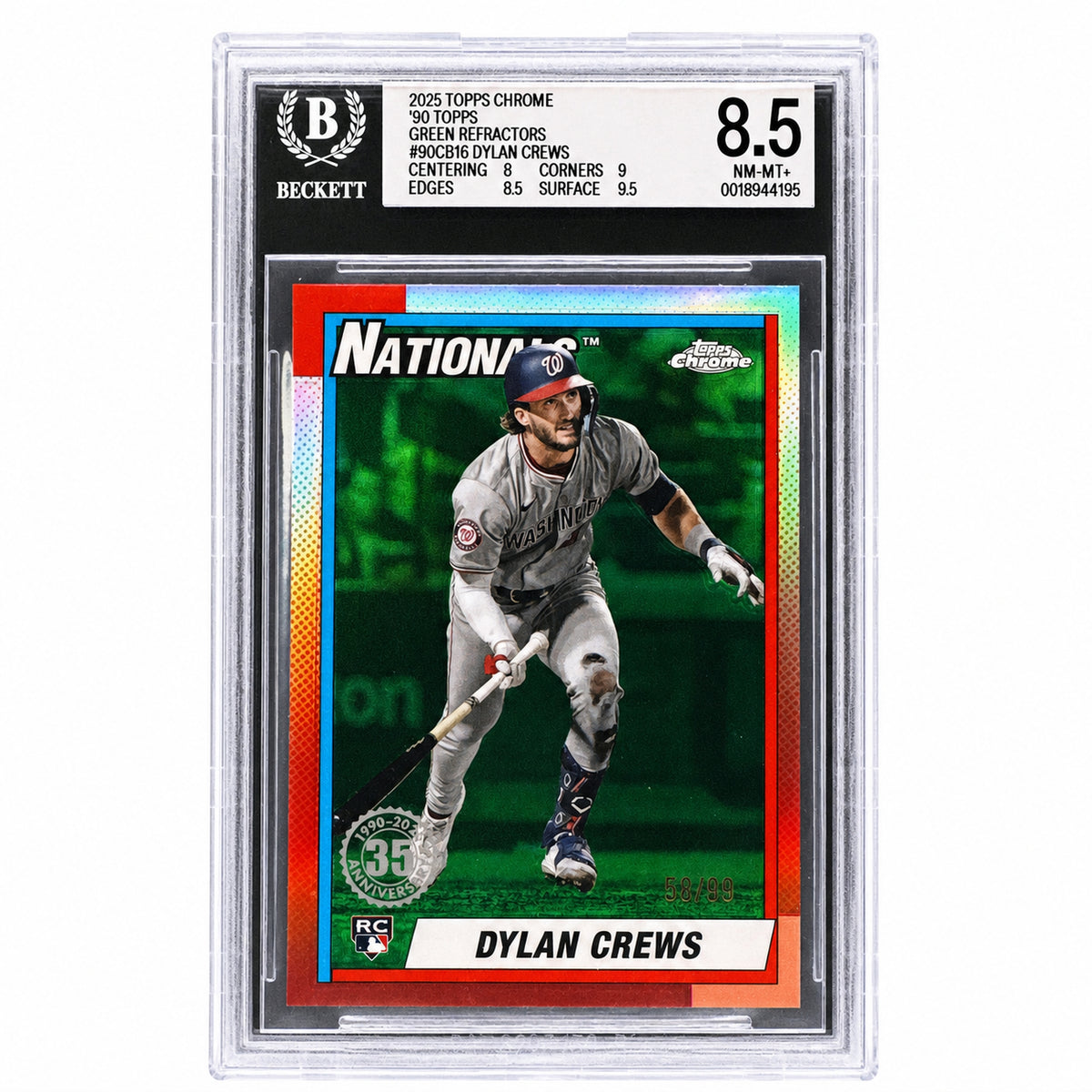 2025 Topps Chrome LogoFractor Dylan Crews Green Refractor /99 BGS 8.5