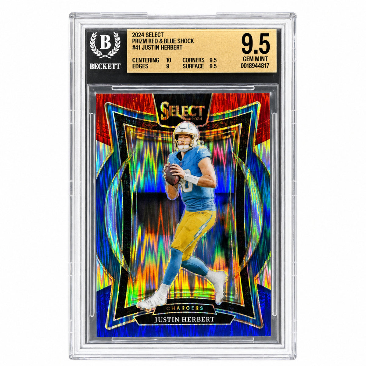 2024 Panini Select Red & Blue Shock Justin Herbert #41 BGS 9.5
