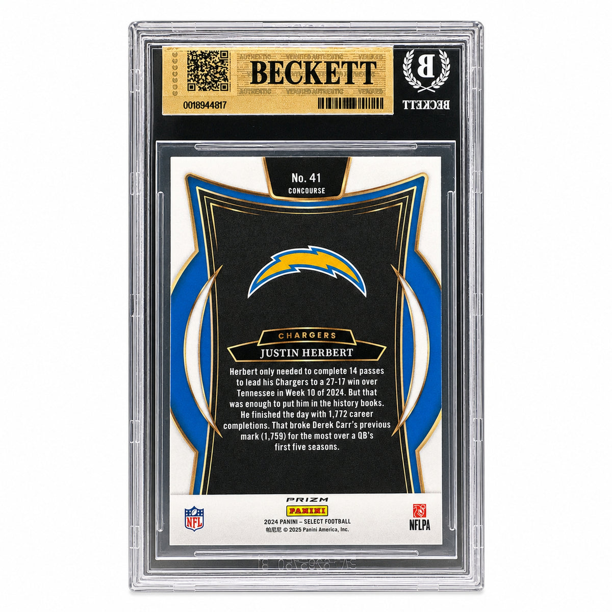 2024 Panini Select Red & Blue Shock Justin Herbert #41 BGS 9.5
