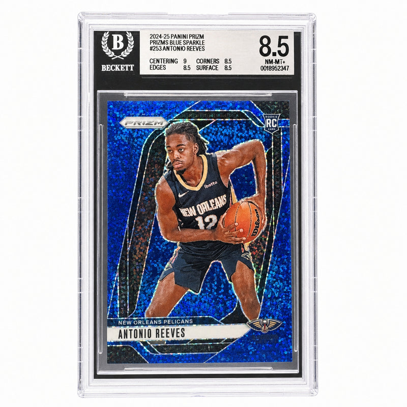 2024-25 Panini Prizm Antonio Reeves #253 Prizms Blue Sparkle /144 BGS 8.5