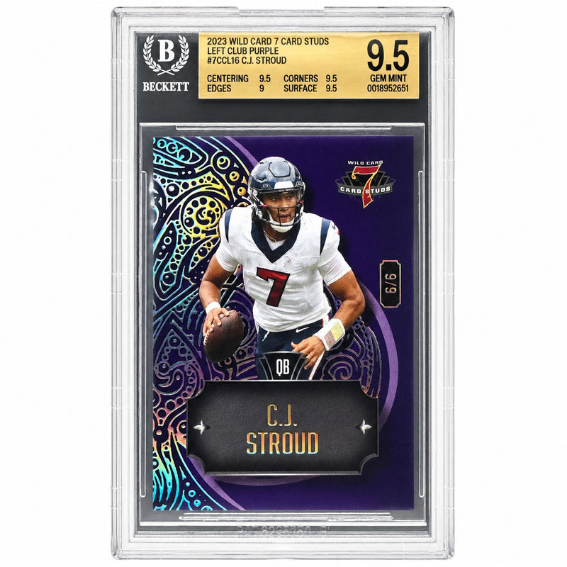 2023 Wild Card 7 Card Studs CJ Stroud Left Club Purple /6 #7CCL16 BGS 9.5