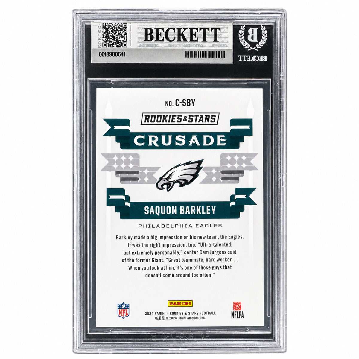 2024 Panini Rookies & Stars Saquon Barkley #C-SBY Crusade Silver Eagles BGS 9