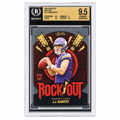 2024 Panini Absolute J.J. McCarthy #RO-JMY Rock Out RC Vikings BGS 9.5