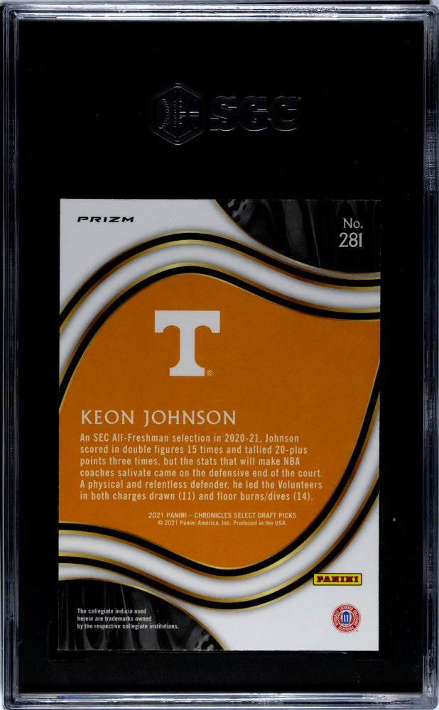 2021-22 Panini Chronicles Draft Picks #281 Keon Johnson Select Orange Prizm SGC 9.5