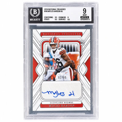 2024 Panini National Treasures Myles Harden #146 RC Signatures /99 Auto BGS 9