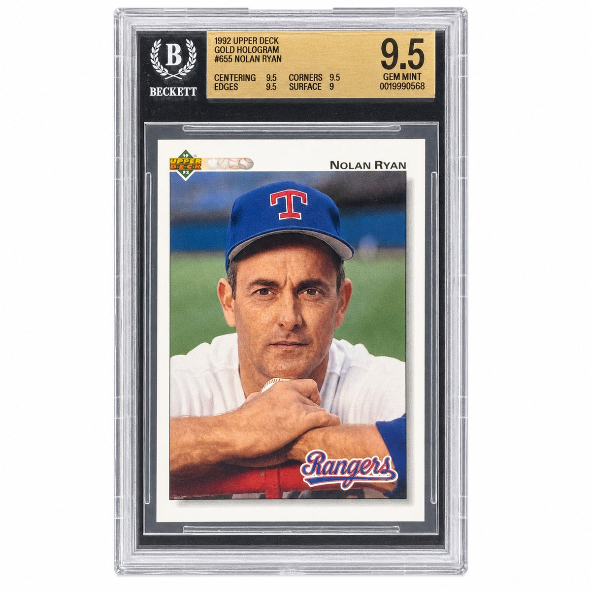 1992 Upper Deck Gold Hologram Nolan Ryan #655 Rangers BGS 9.5