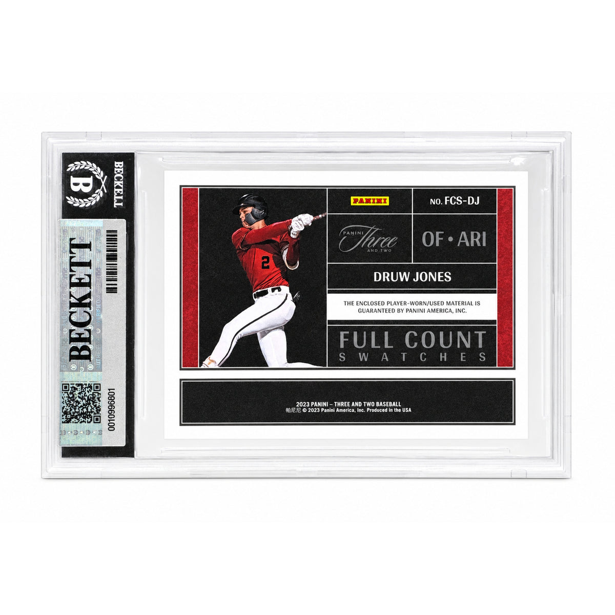 2023 Panini Three and Two Druw Jones #FCS-DJ Full Count Swatches /60 MEM BGS 9