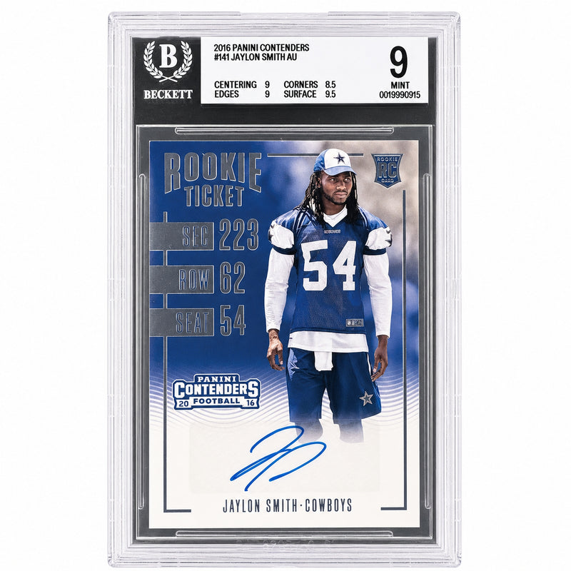 2016 Panini Contenders Jaylon Smith #141 RC Rookie Ticket Auto Cowboys BGS 9