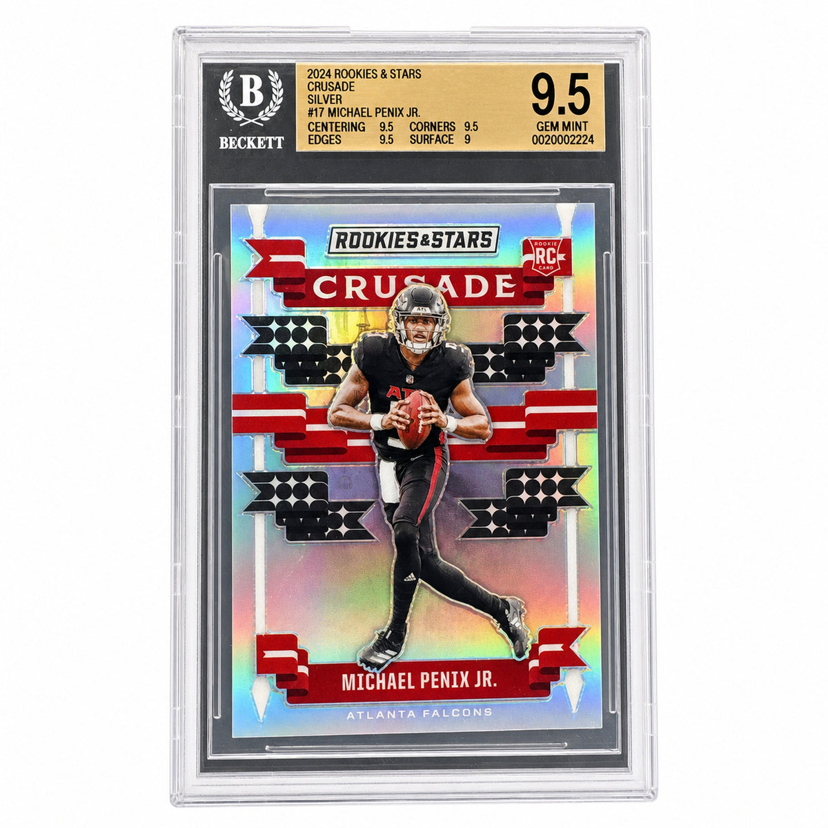 2024 Panini Rookies & Stars Michael Penix Jr. #C-MPJ Crusade Silver RC BGS 9.5