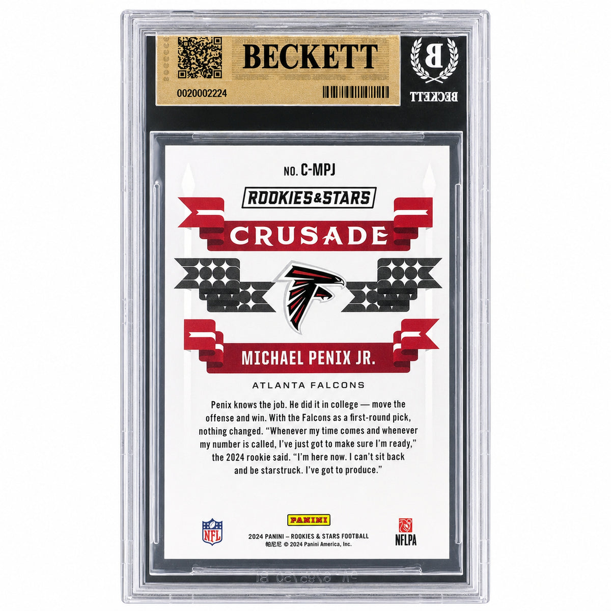 2024 Panini Rookies & Stars Michael Penix Jr. #C-MPJ Crusade Silver RC BGS 9.5