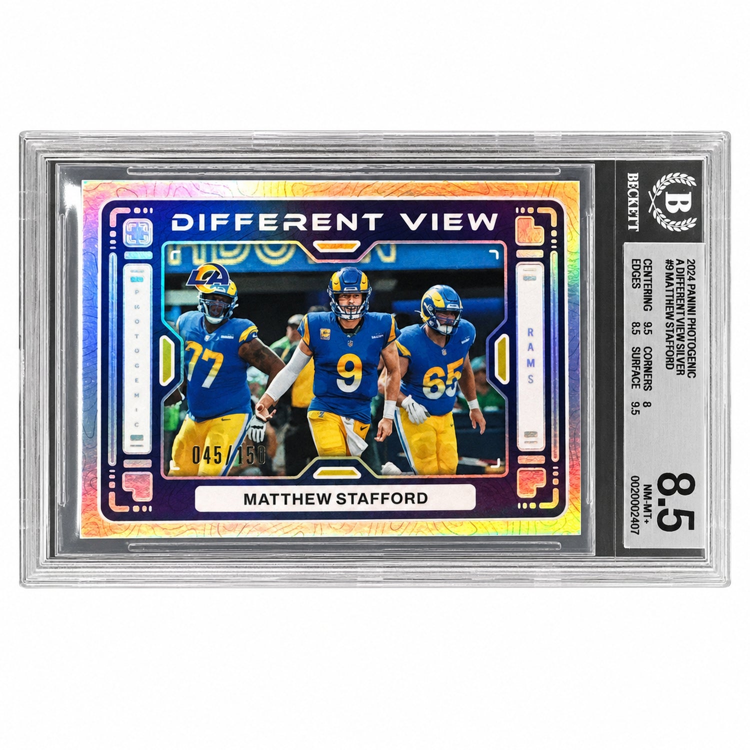 2024 Panini Photogenic Matthew Stafford #9 A Different View Silver /150 BGS 8.5