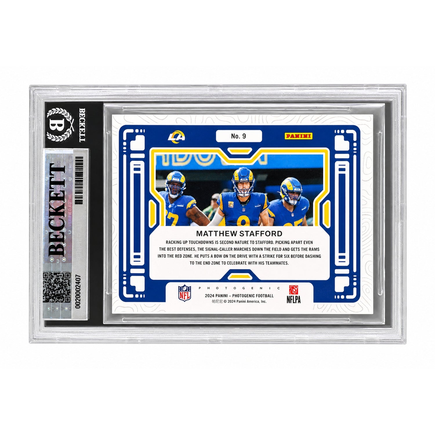 2024 Panini Photogenic Matthew Stafford #9 A Different View Silver /150 BGS 8.5