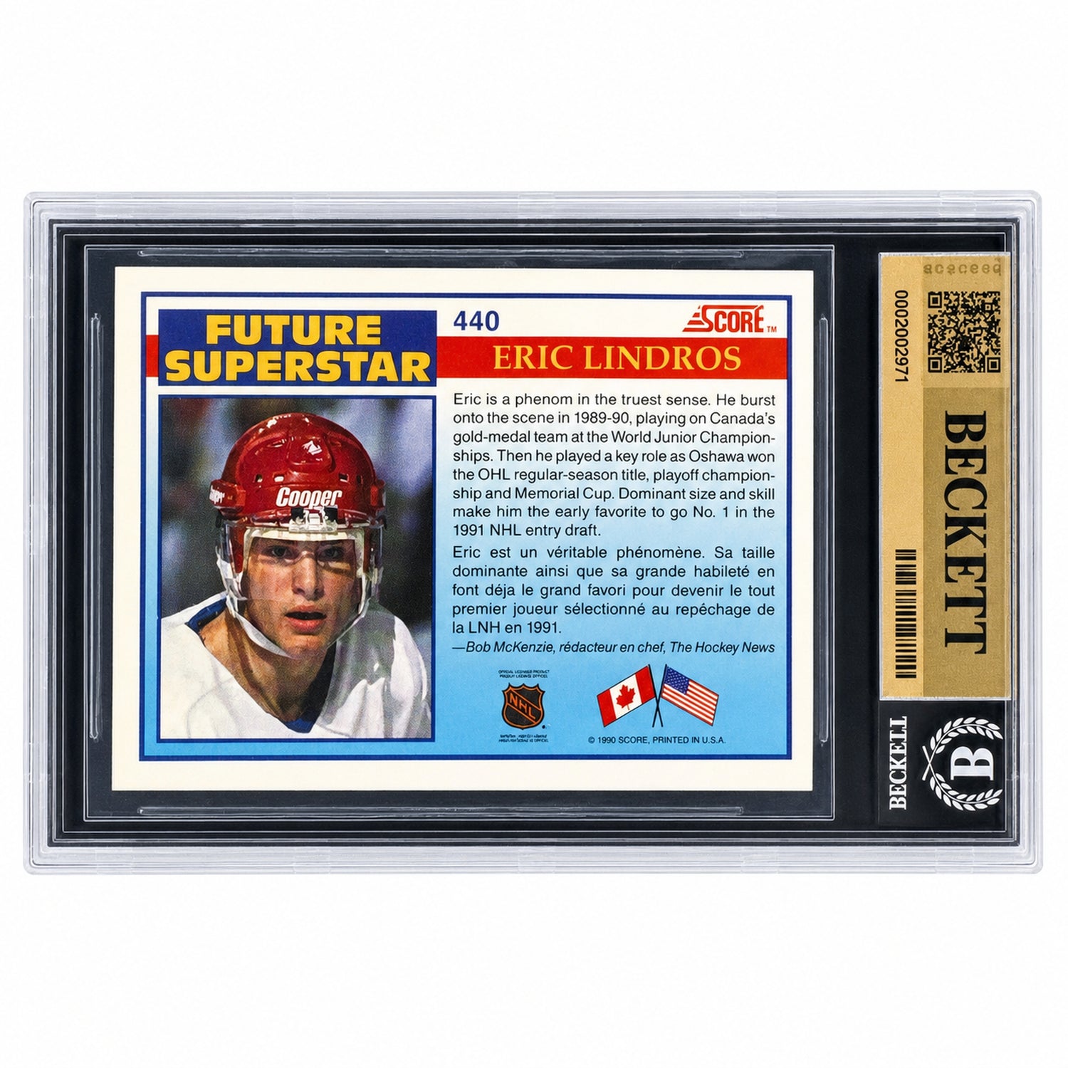 1990 Score 440 Eric Lindros Future Superstar Beckett 9.5 Gem Mint