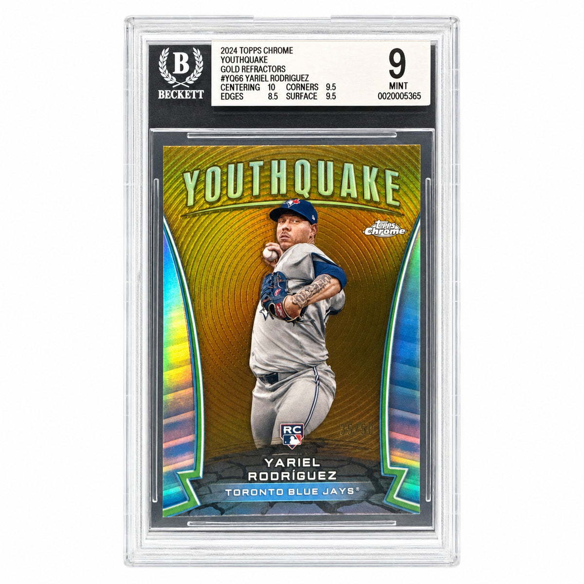 2024 Topps Chrome Update Yariel Rodriguez Youthquake Gold Refractor /50 BGS 9