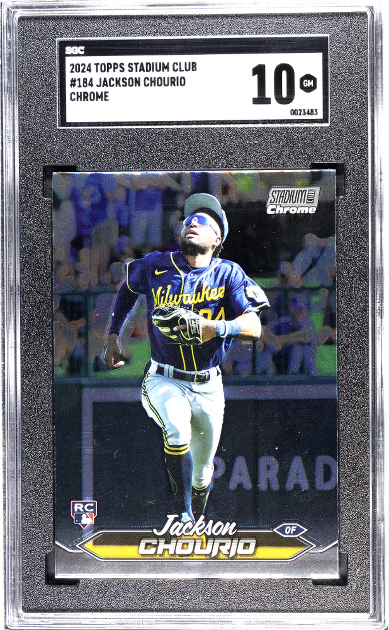 2024 Topps Stadium Club Chrome Jackson Chourio #184 RC SGC 10