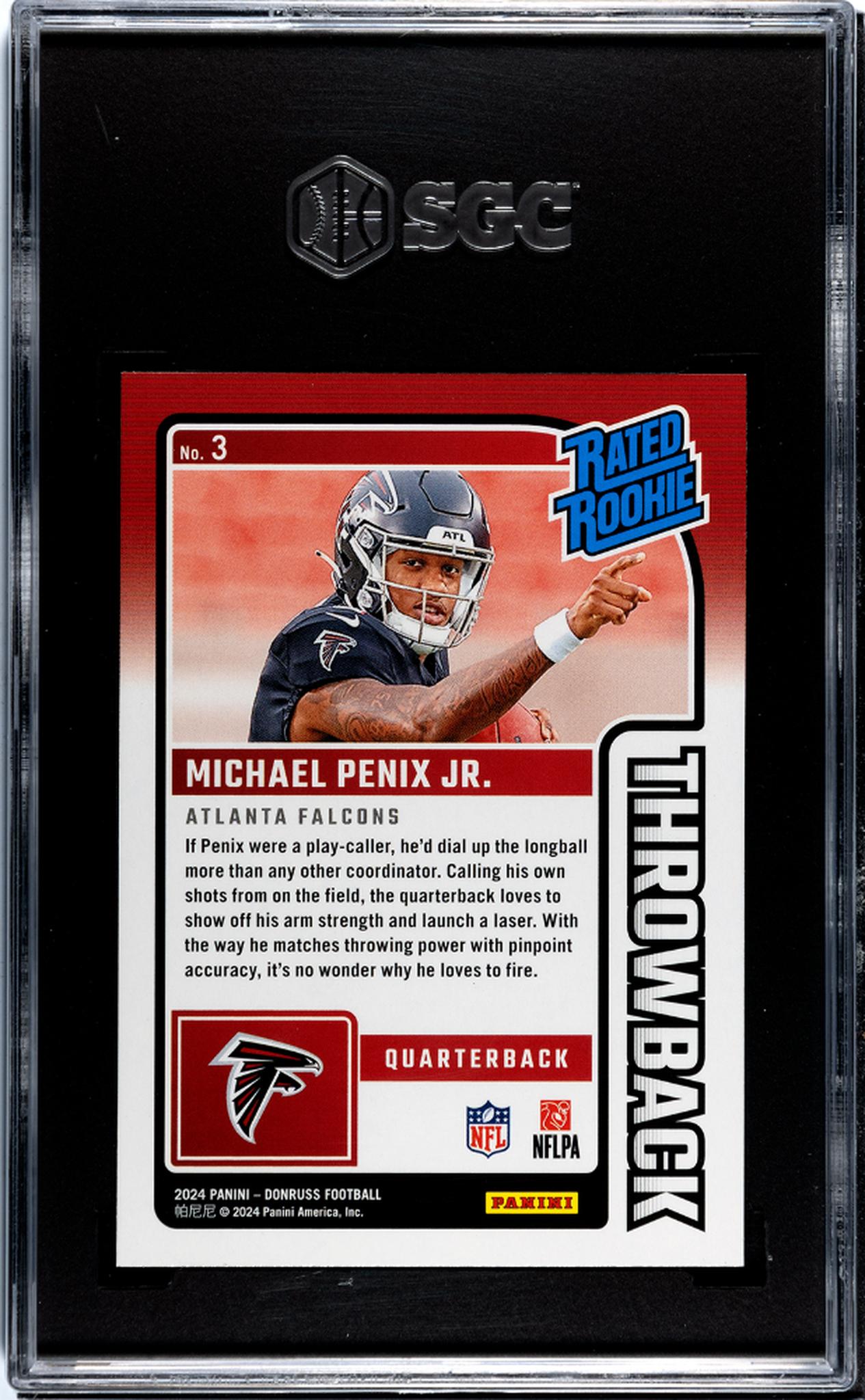 2024 Donruss #3 Michael Penix Jr. Throwback SGC 9.5