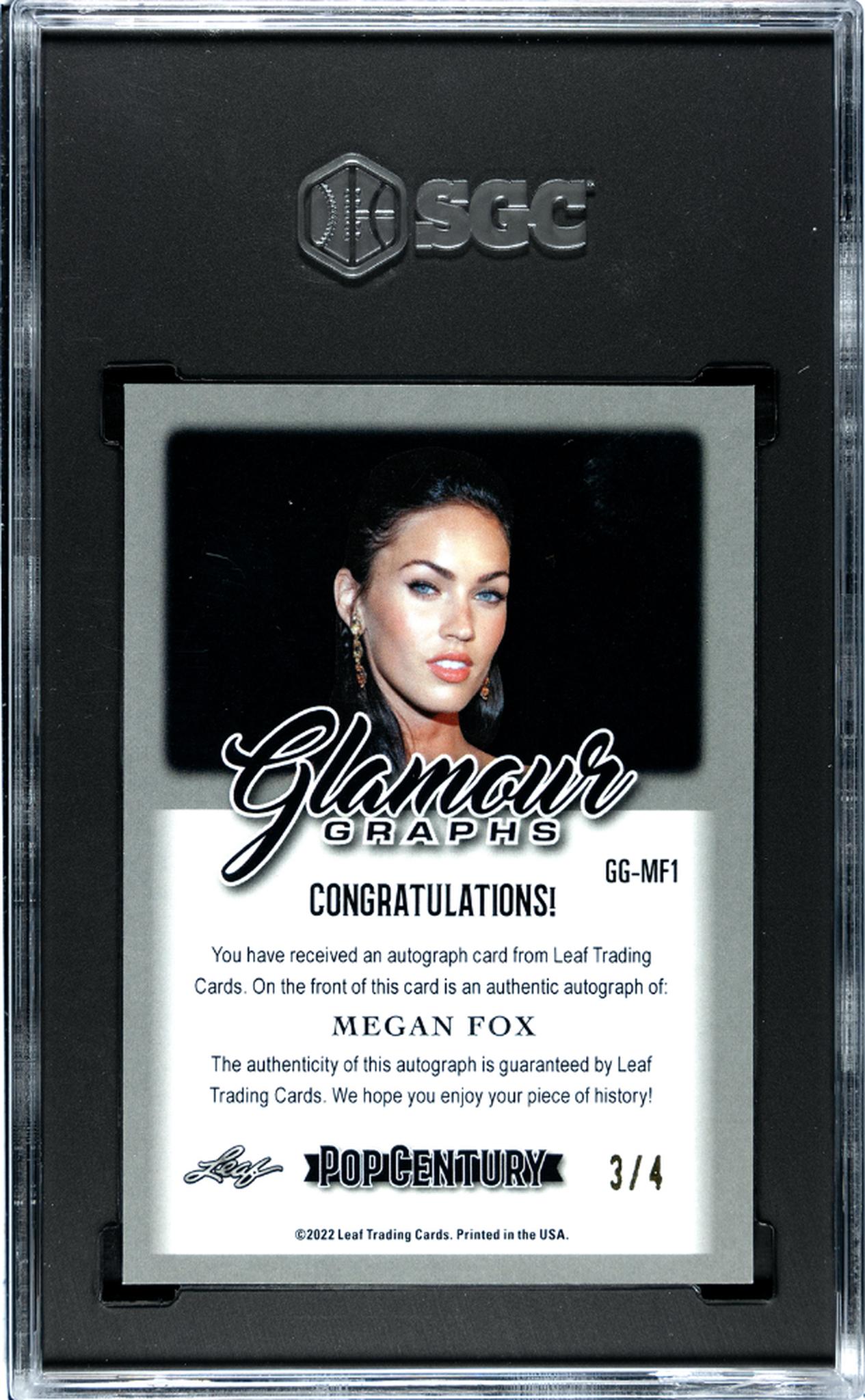 2022 Pop Century #GG-MF1 Megan Fox Glamour Graphs /4 SGC 9